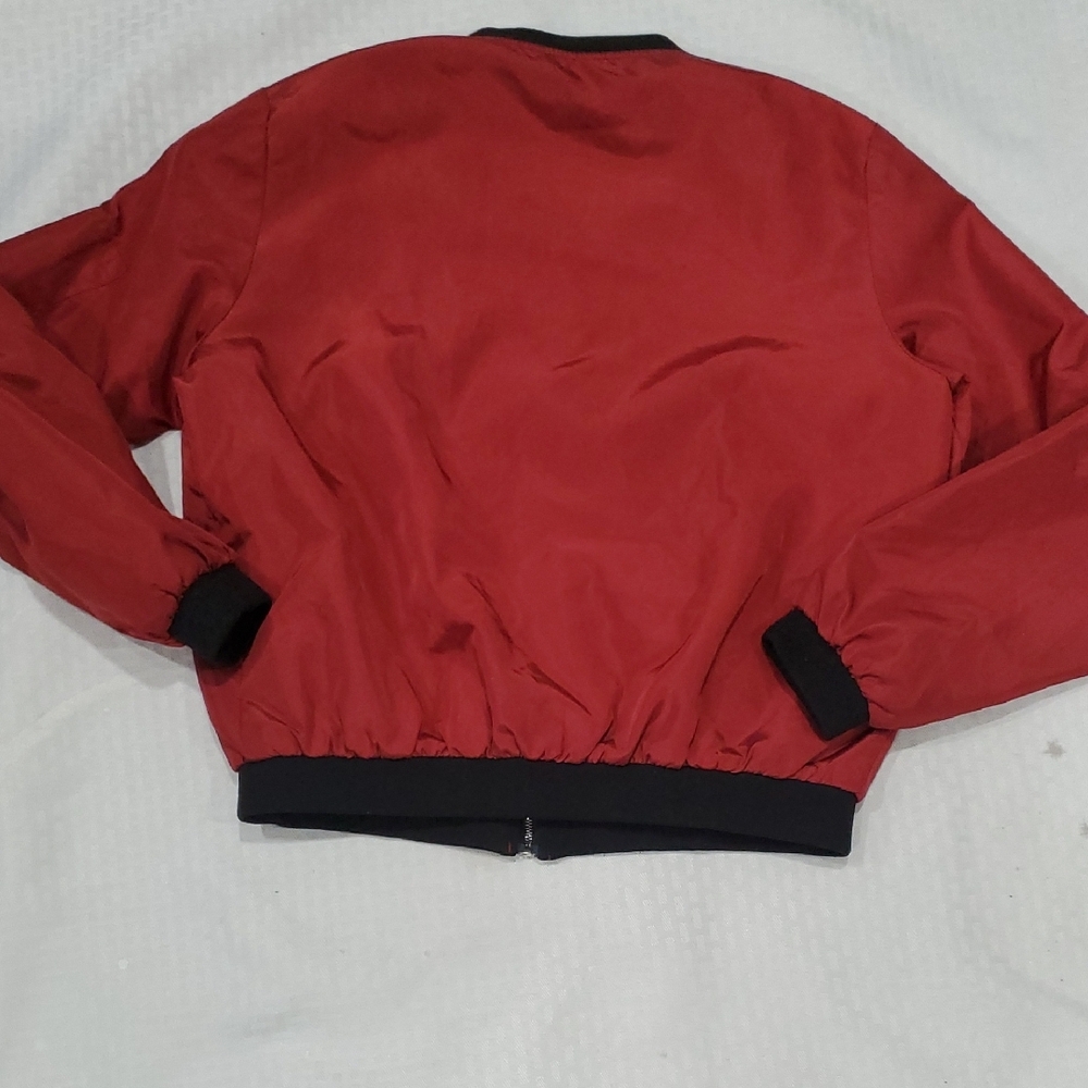 Kids Red Bomber Jacket with Black Trim - Picture 6 of 8